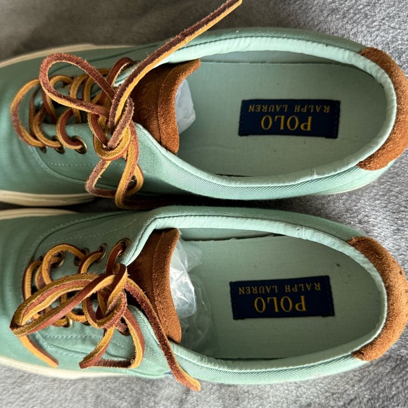 Polo Ralph Lauren Vaughn Canvas Seafoam Green Shoes sneakers Mens 9D Blue Pony - Picture 5 of 12